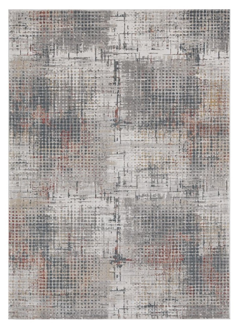 8' X 11' Ivory Gray And Gold Abstract Area Rug-Area Rugs-DECOROLALA