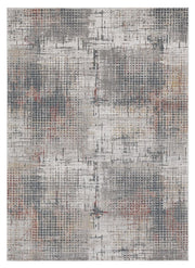 8' X 11' Ivory Gray And Gold Abstract Area Rug-Area Rugs-DECOROLALA