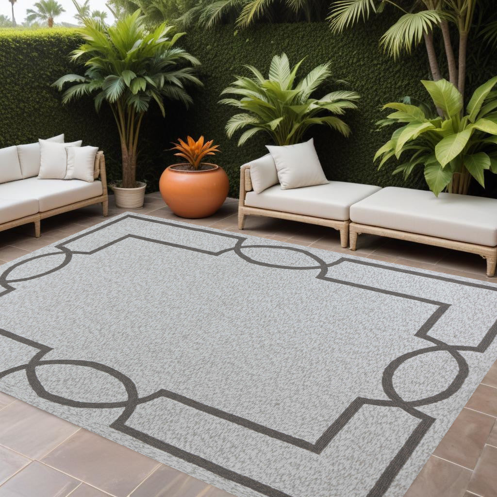 8' X 11' Ivory Indoor Outdoor Area Rug-Outdoor Rugs-DECOROLALA