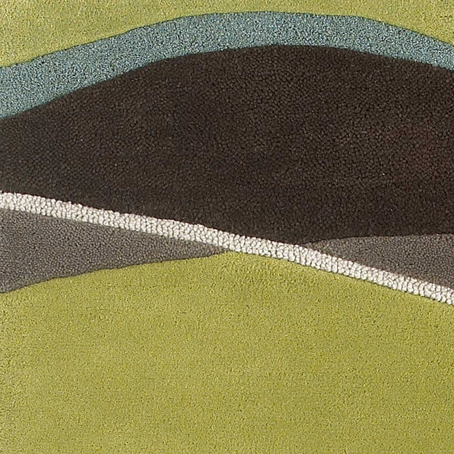 8' X 11' Lime Green Brown And Blue Wool Abstract Hand Tufted Area Rug-Area Rugs-DECOROLALA