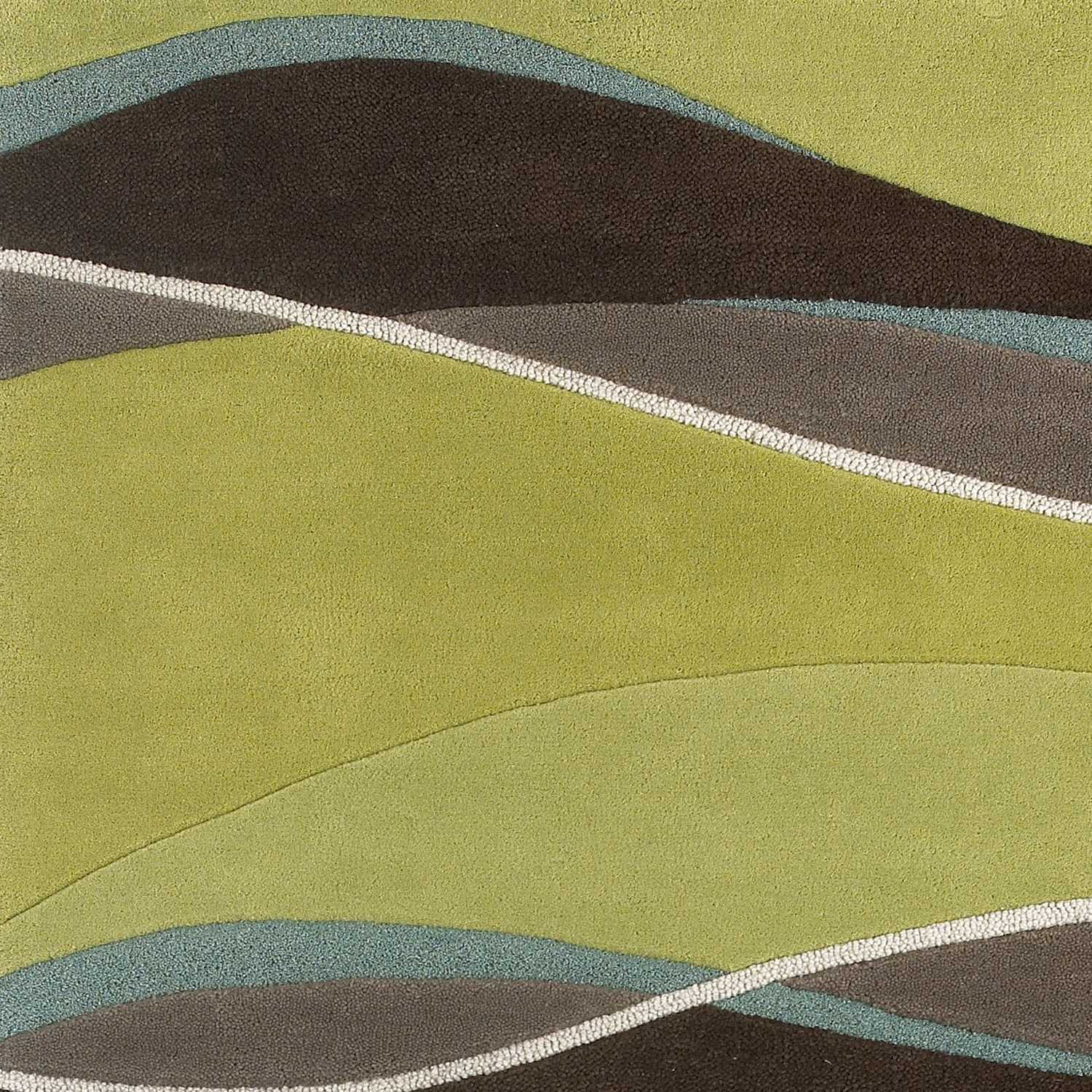 8' X 11' Lime Green Brown And Blue Wool Abstract Hand Tufted Area Rug-Area Rugs-DECOROLALA