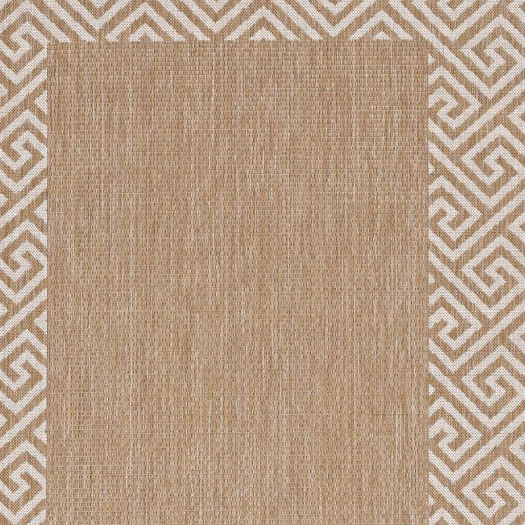 8' X 11' Natural And Beige Geometric Area Rug-Area Rugs-DECOROLALA