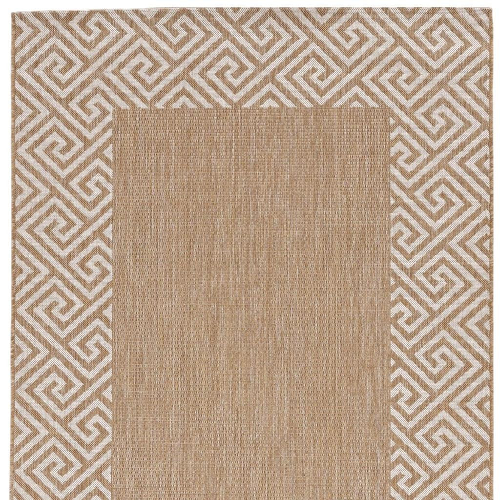 8' X 11' Natural And Beige Geometric Area Rug-Area Rugs-DECOROLALA