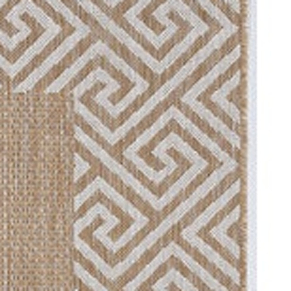 8' X 11' Natural And Beige Geometric Area Rug-Area Rugs-DECOROLALA