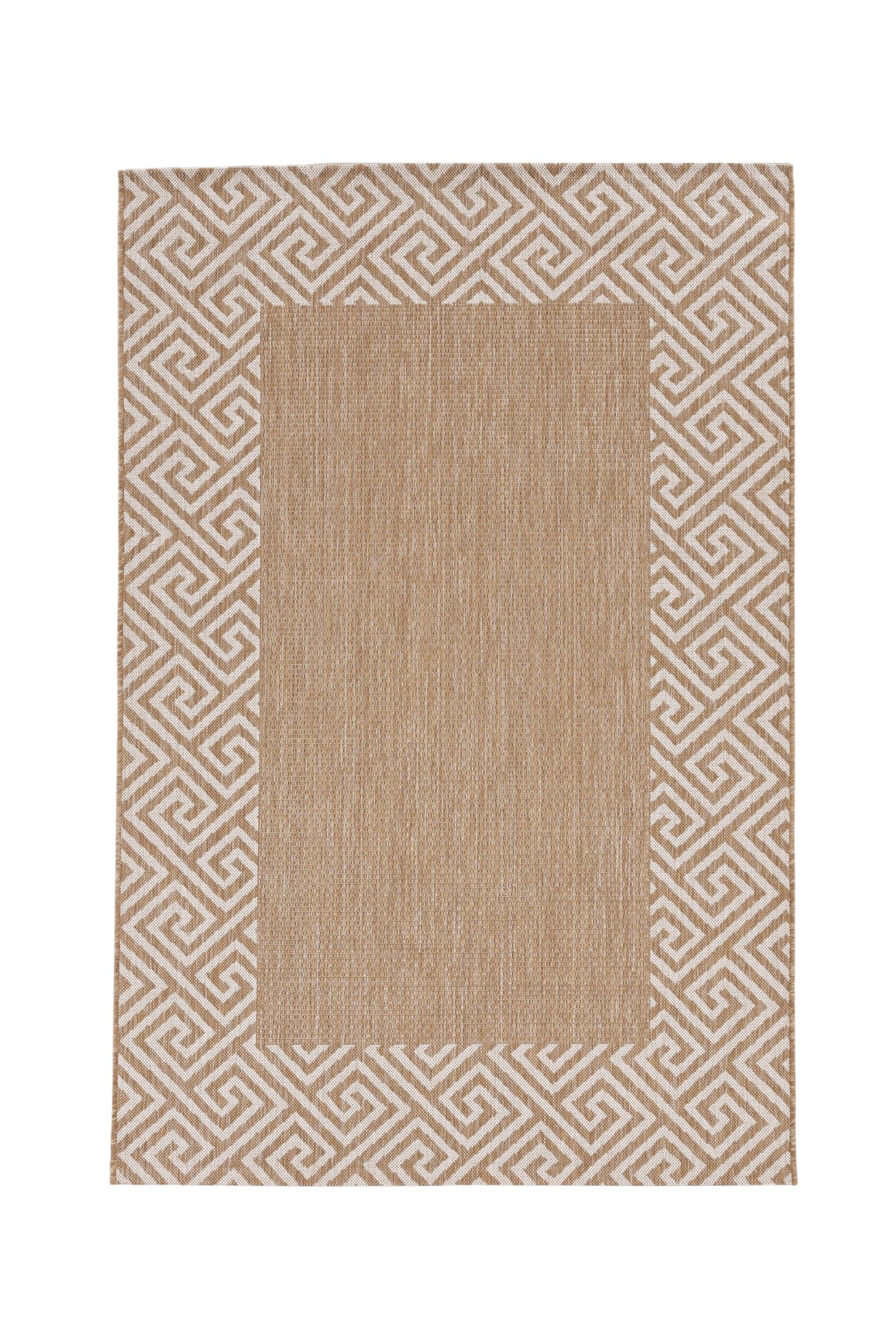 8' X 11' Natural And Beige Geometric Area Rug-Area Rugs-DECOROLALA