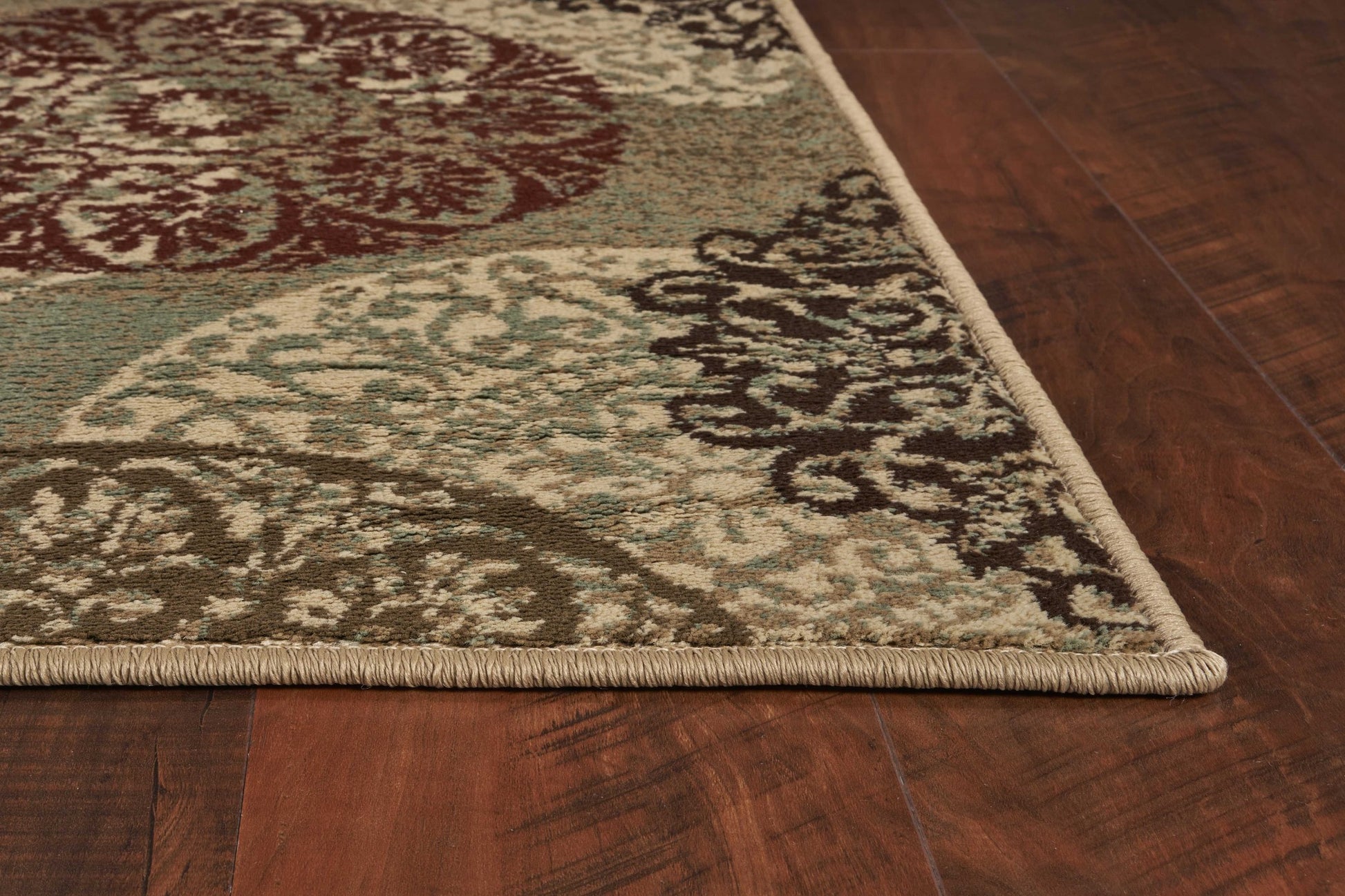 8' X 11' Sage Brown And Ivory Floral Medallion Area Rug-Area Rugs-DECOROLALA