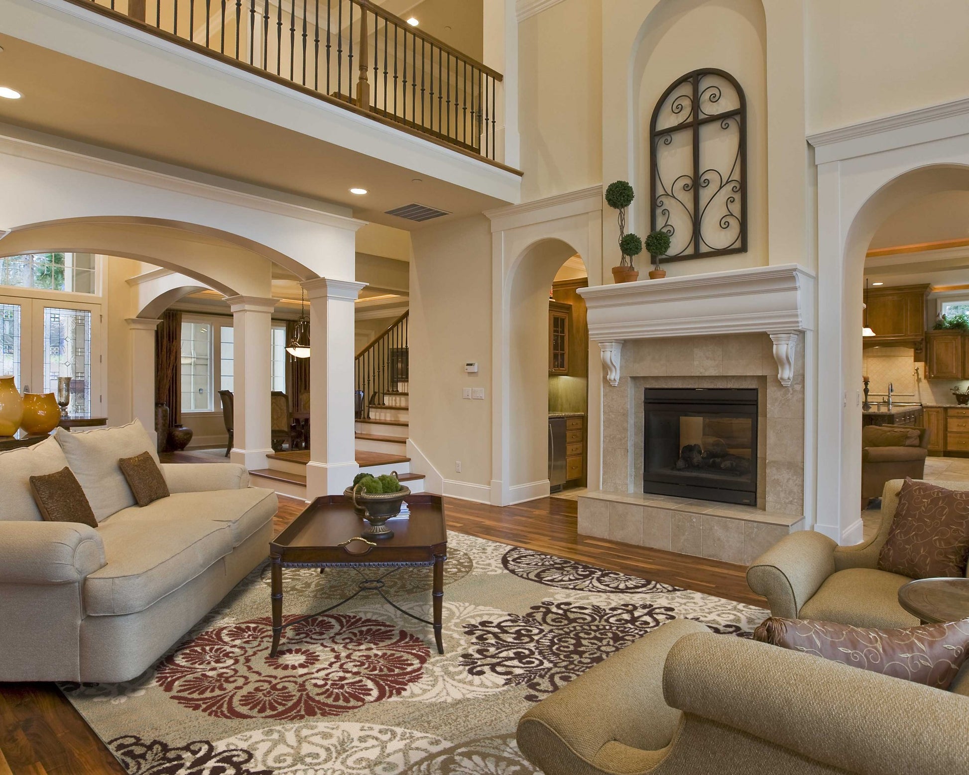 8' X 11' Sage Brown And Ivory Floral Medallion Area Rug-Area Rugs-DECOROLALA