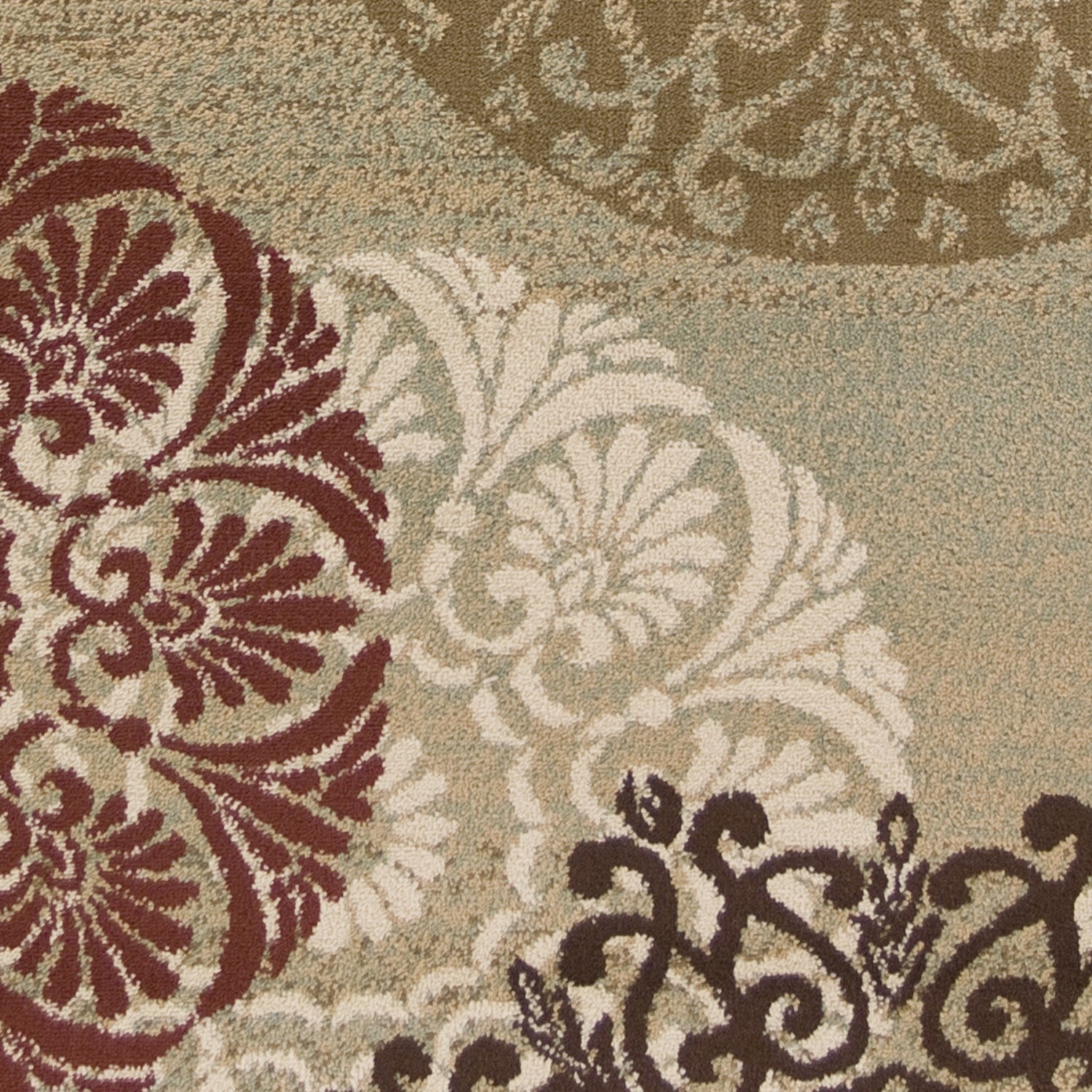 8' X 11' Sage Brown And Ivory Floral Medallion Area Rug-Area Rugs-DECOROLALA