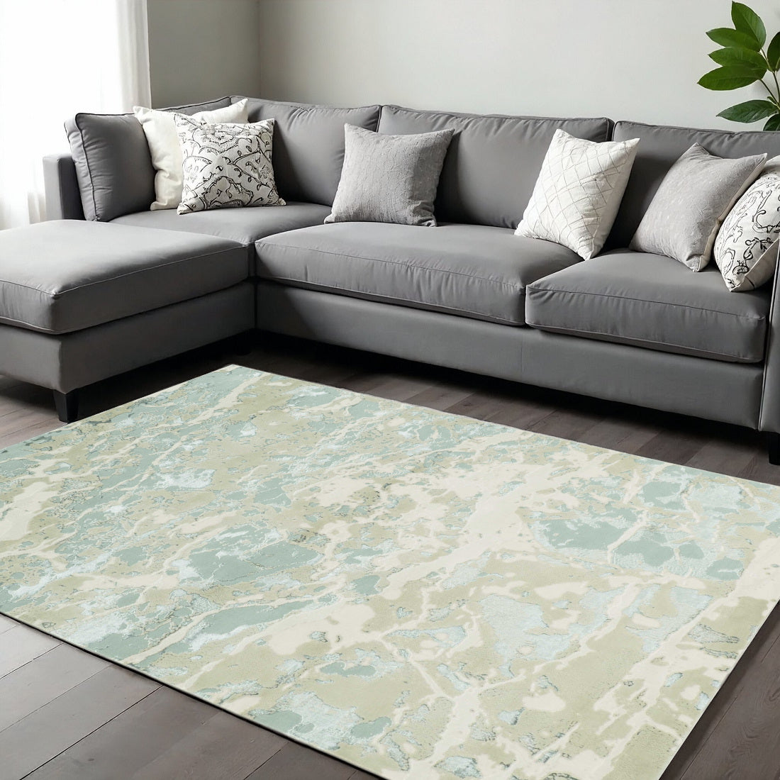 8' X 11' Sand Abstract Area Rug-Area Rugs-DECOROLALA