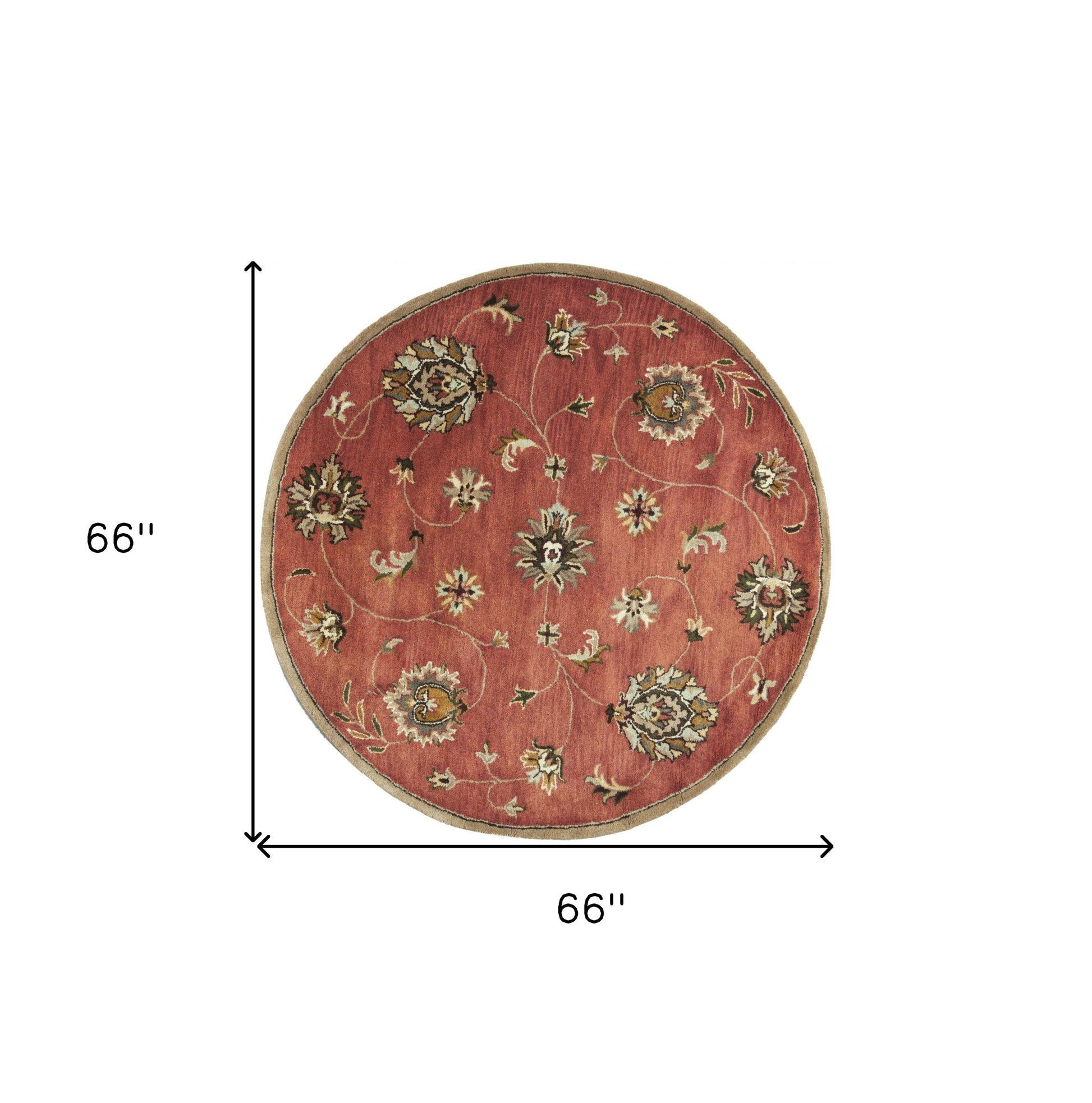 8' X 11' Sienna Gold And Green Wool Floral Vines Hand Tufted Area Rug-Area Rugs-DECOROLALA