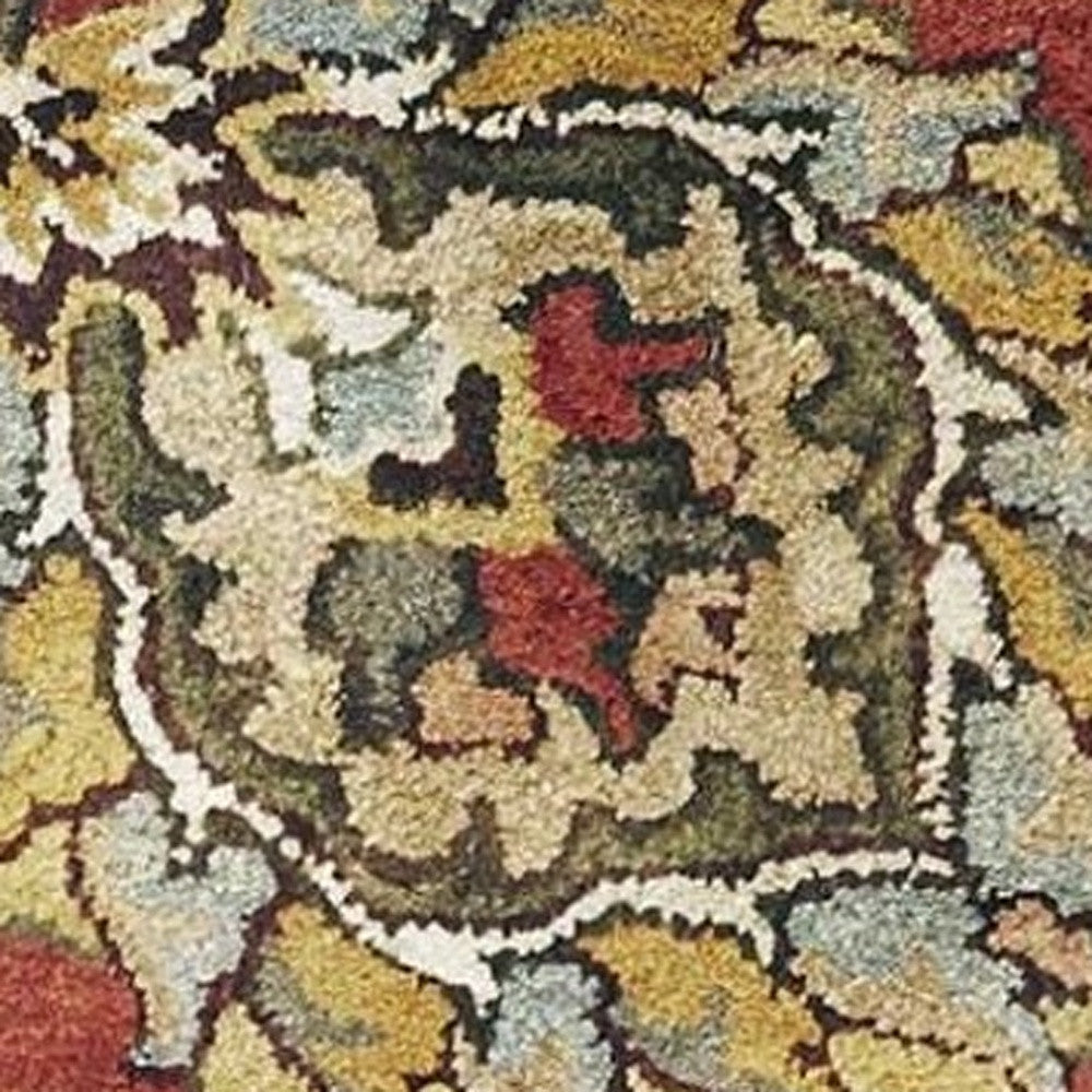 8' X 11' Sienna Gold And Green Wool Floral Vines Hand Tufted Area Rug-Area Rugs-DECOROLALA