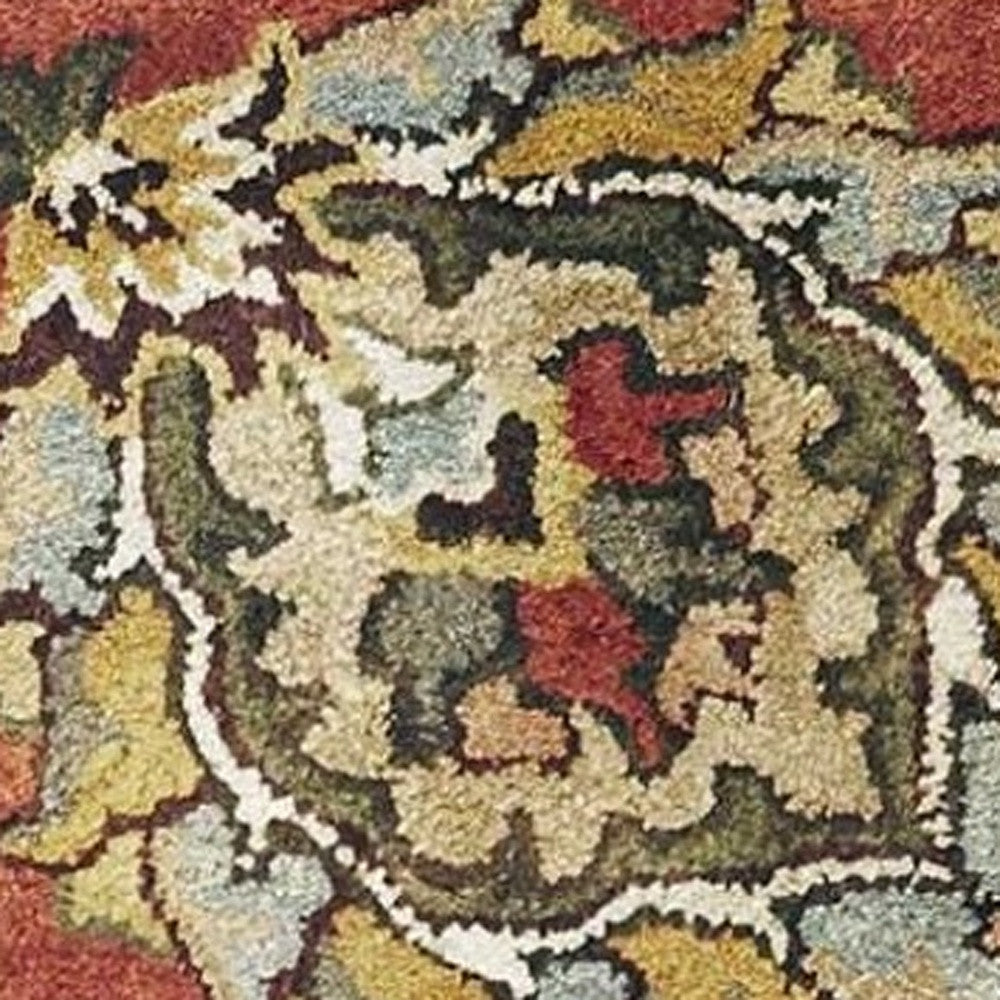 8' X 11' Sienna Gold And Green Wool Floral Vines Hand Tufted Area Rug-Area Rugs-DECOROLALA