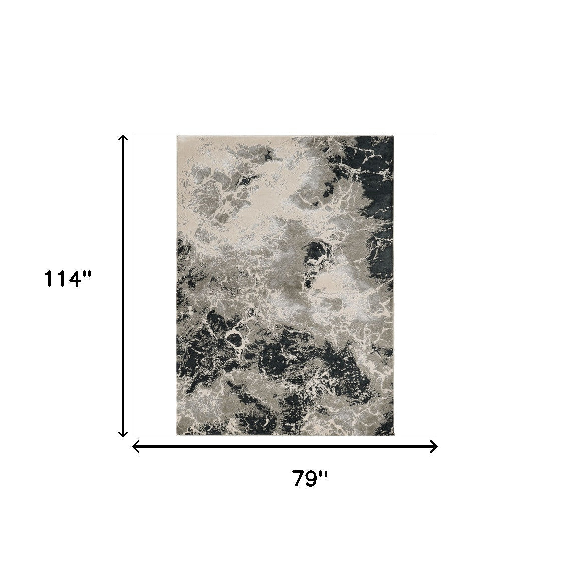 8' X 11' Silver And Black Abstract Area Rug-Area Rugs-DECOROLALA