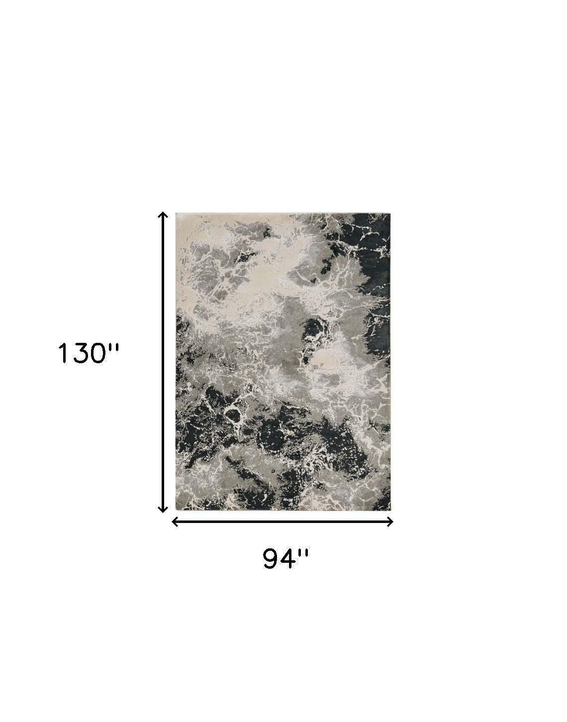 8' X 11' Silver And Black Abstract Area Rug-Area Rugs-DECOROLALA