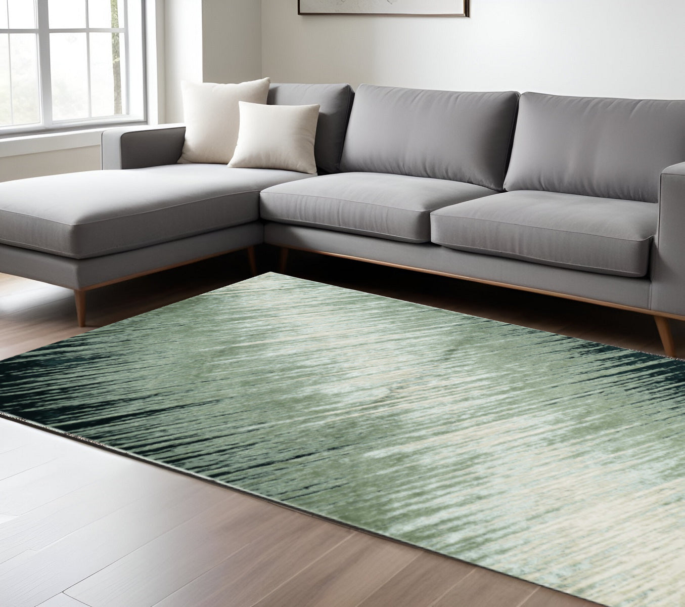 8' X 11' Silver And Gray Abstract Area Rug-Area Rugs-DECOROLALA