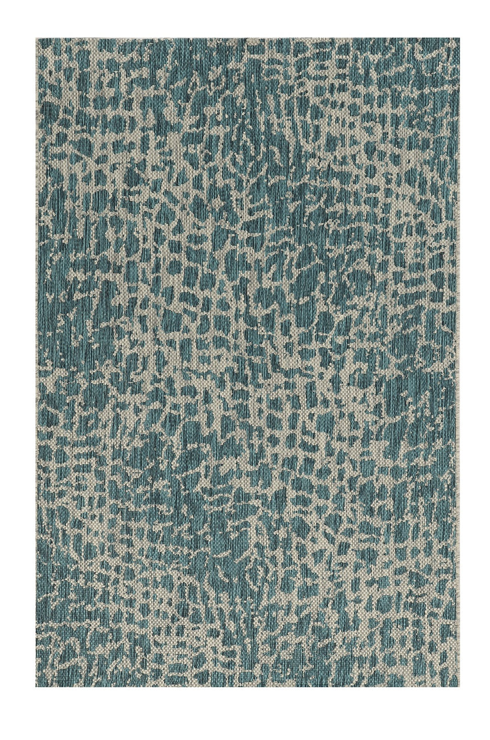 8' X 11' Teal Blue Abstract Indoor Outdoor Area Rug-Outdoor Rugs-DECOROLALA