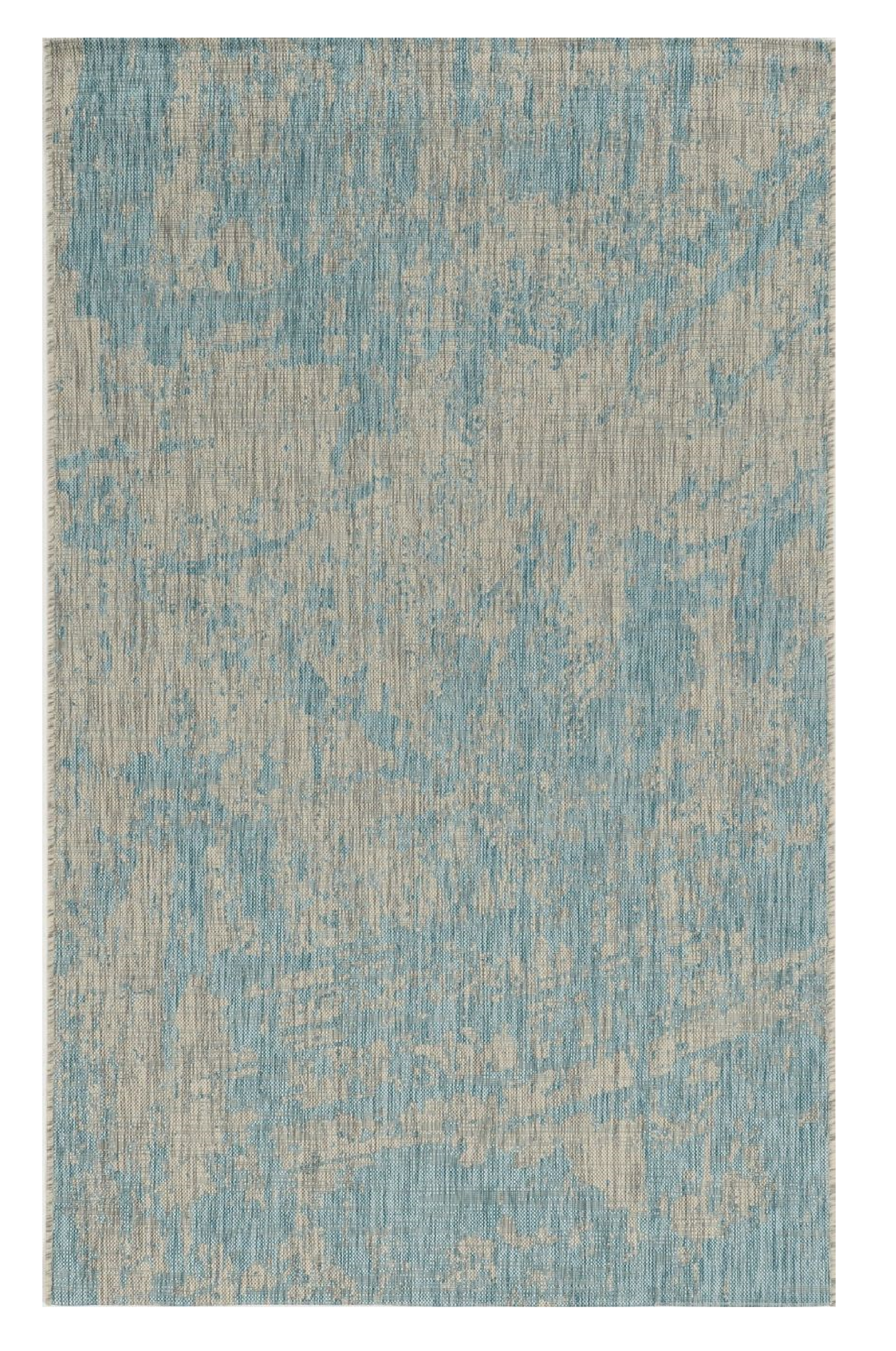 8' X 11' Teal Blue Abstract Indoor Outdoor Area Rug-Outdoor Rugs-DECOROLALA