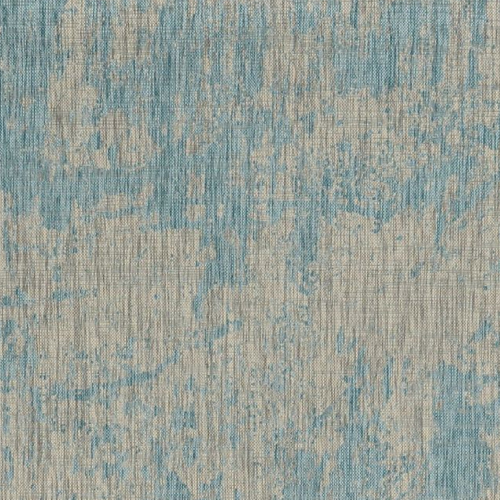 8' X 11' Teal Blue Abstract Indoor Outdoor Area Rug-Outdoor Rugs-DECOROLALA