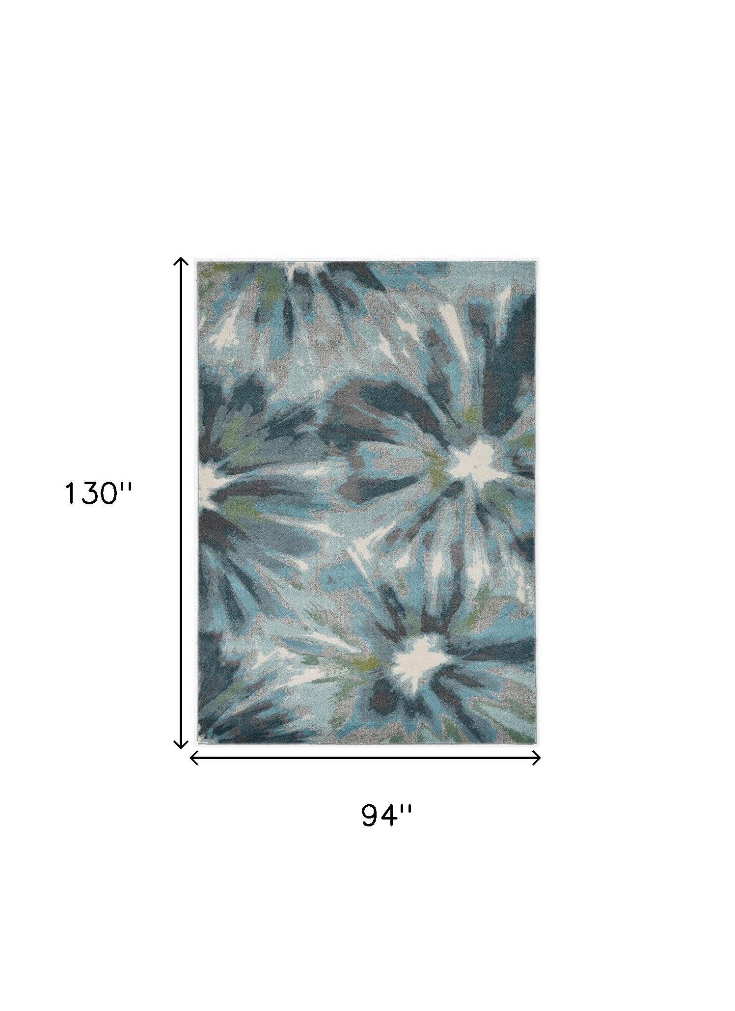 8' X 11' Teal Ivory And Gray Floral Area Rug-Area Rugs-DECOROLALA