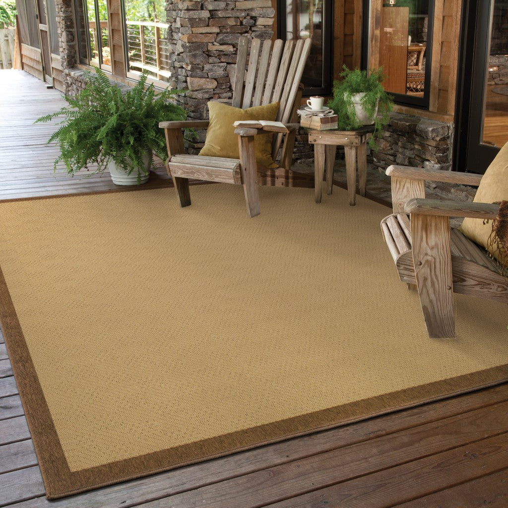 8' X 13' Beige Indoor Outdoor Area Rug-Outdoor Rugs-DECOROLALA