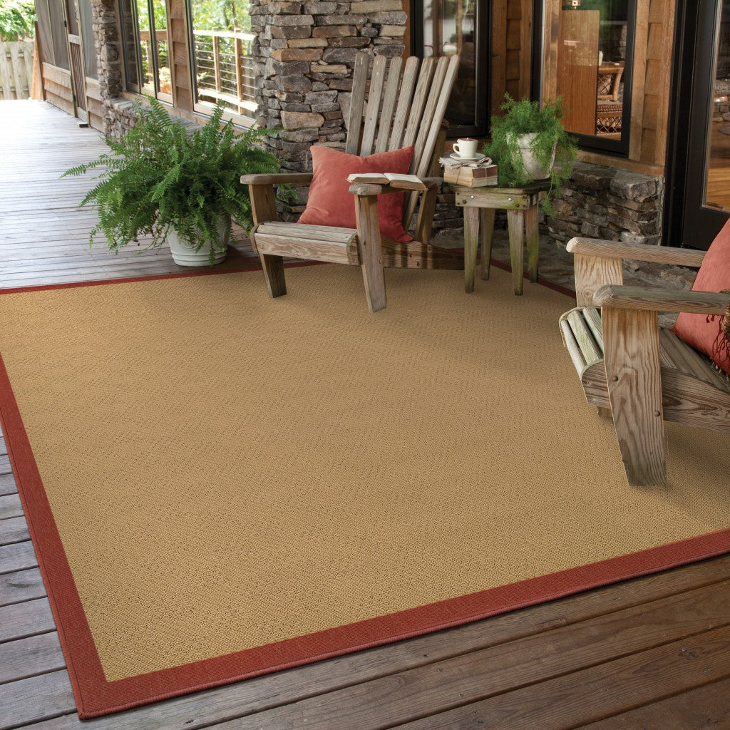 8' X 13' Beige Indoor Outdoor Area Rug-Outdoor Rugs-DECOROLALA