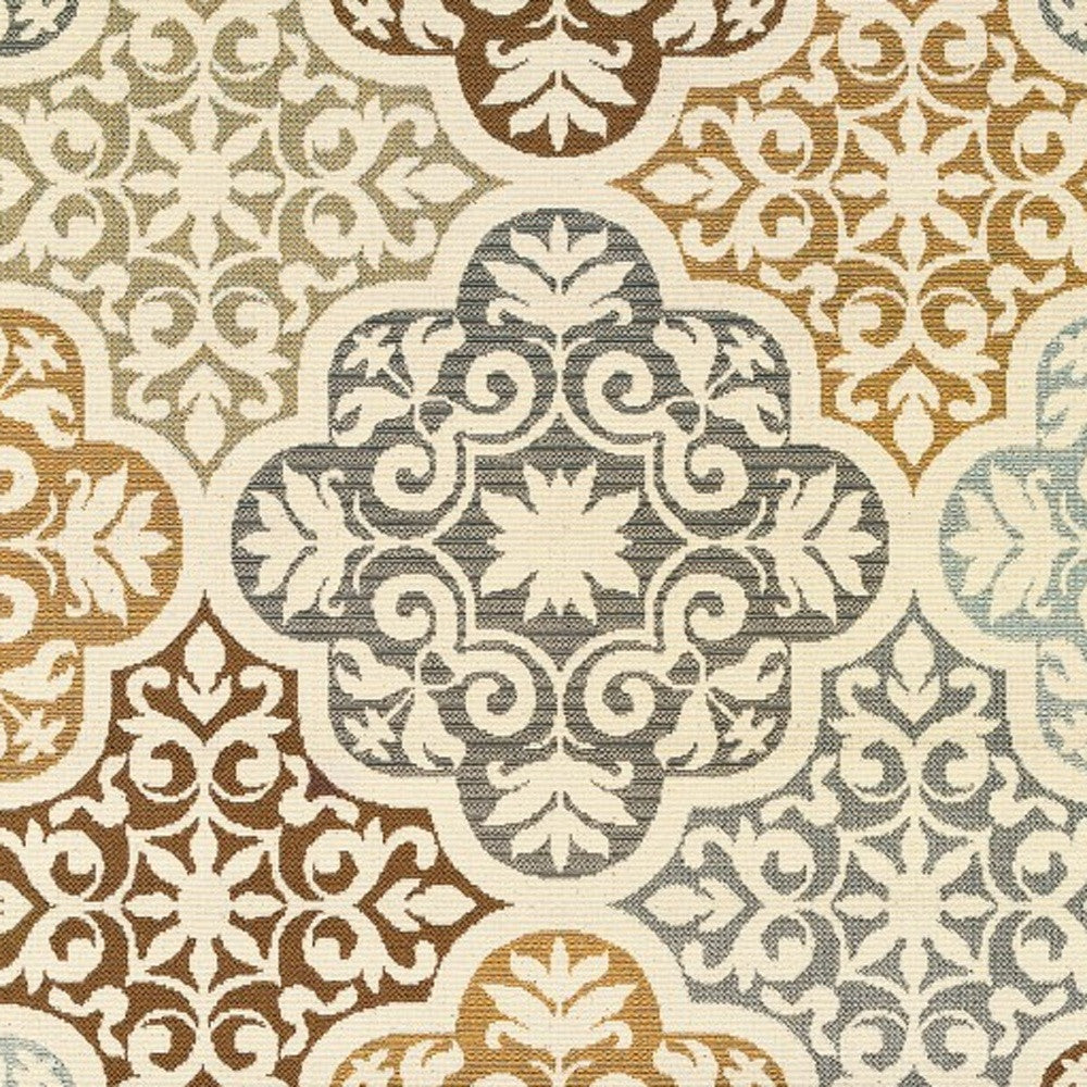 8' X 13' Gray And Ivory Moroccan Indoor Outdoor Area Rug-Outdoor Rugs-DECOROLALA