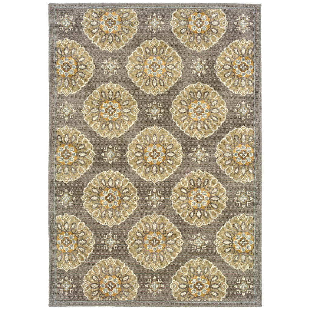 8' X 13' Gray Moroccan Indoor Outdoor Area Rug-Outdoor Rugs-DECOROLALA
