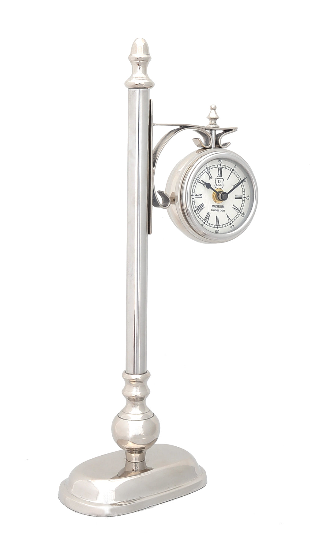 8" X 3.75" X 16.25" Brassalum. Lamp Post Clock One Sided-Wall Clocks-DECOROLALA