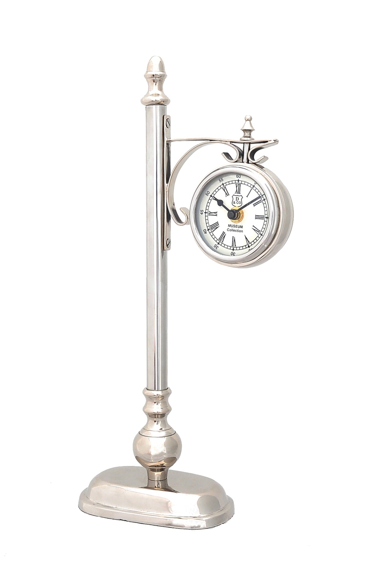 8" X 3.75" X 16.25" Brassalum. Lamp Post Clock One Sided-Wall Clocks-DECOROLALA