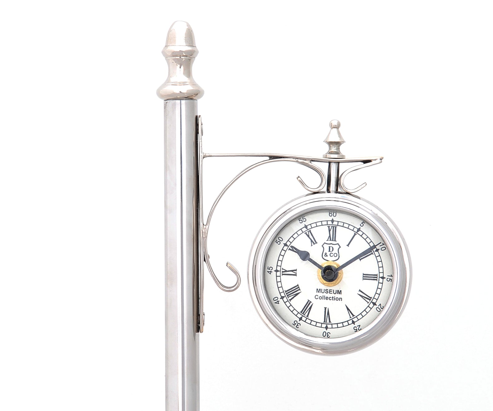 8" X 3.75" X 16.25" Brassalum. Lamp Post Clock One Sided-Wall Clocks-DECOROLALA