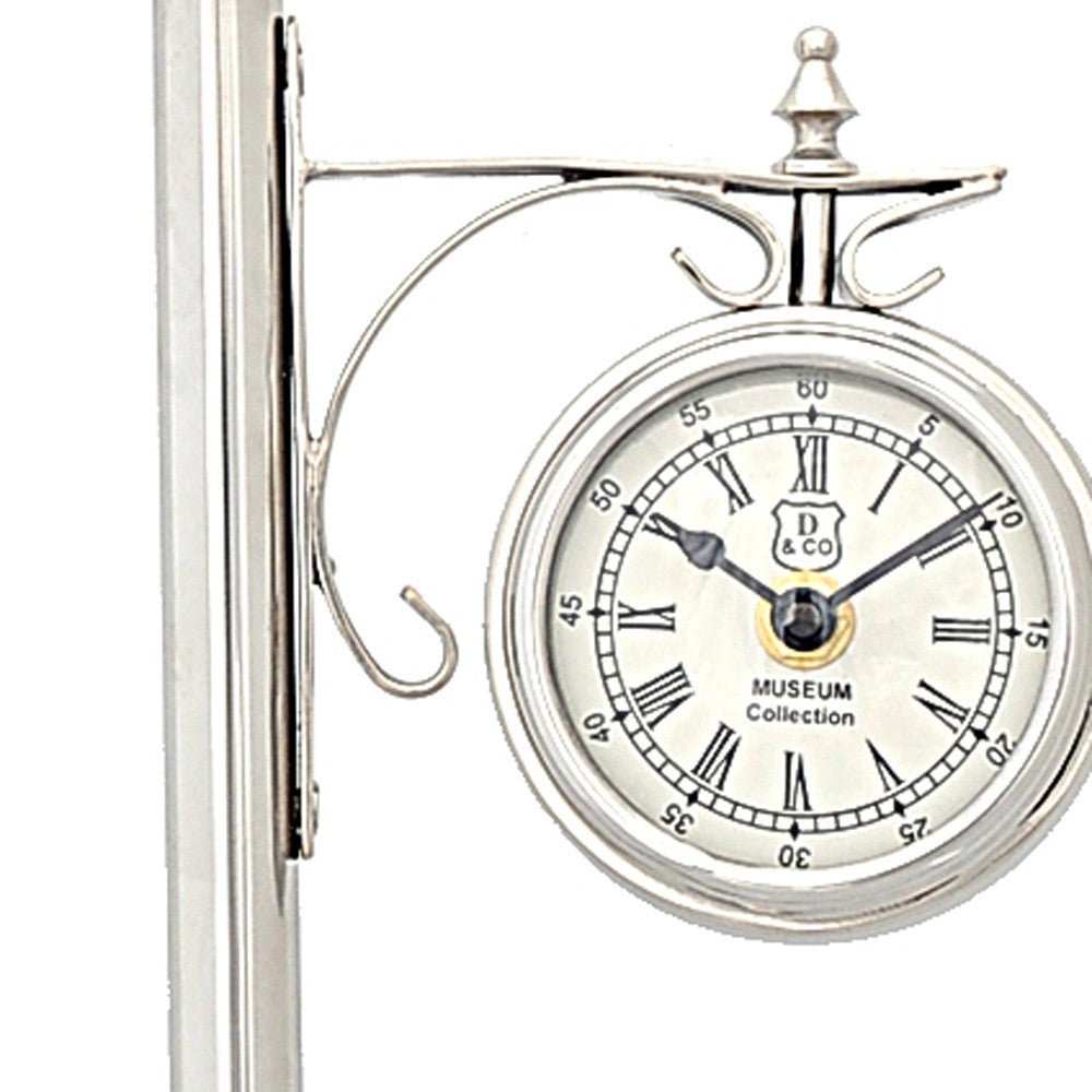 8" X 3.75" X 16.25" Brassalum. Lamp Post Clock One Sided-Wall Clocks-DECOROLALA