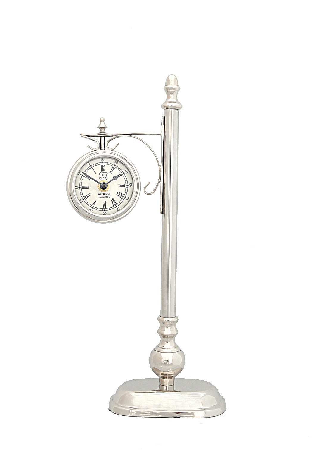 8" X 3.75" X 16.25" Brassalum. Lamp Post Clock One Sided-Wall Clocks-DECOROLALA