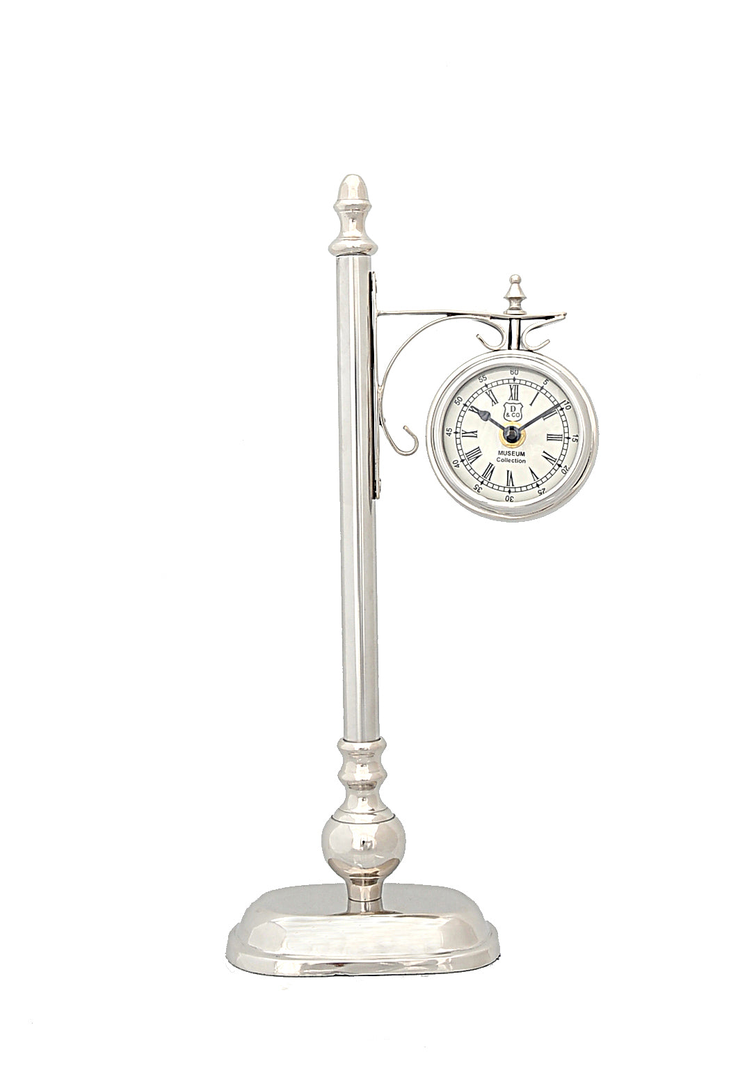 8" X 3.75" X 16.25" Brassalum. Lamp Post Clock One Sided-Wall Clocks-DECOROLALA