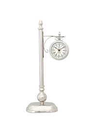 8" X 3.75" X 16.25" Brassalum. Lamp Post Clock One Sided-Wall Clocks-DECOROLALA