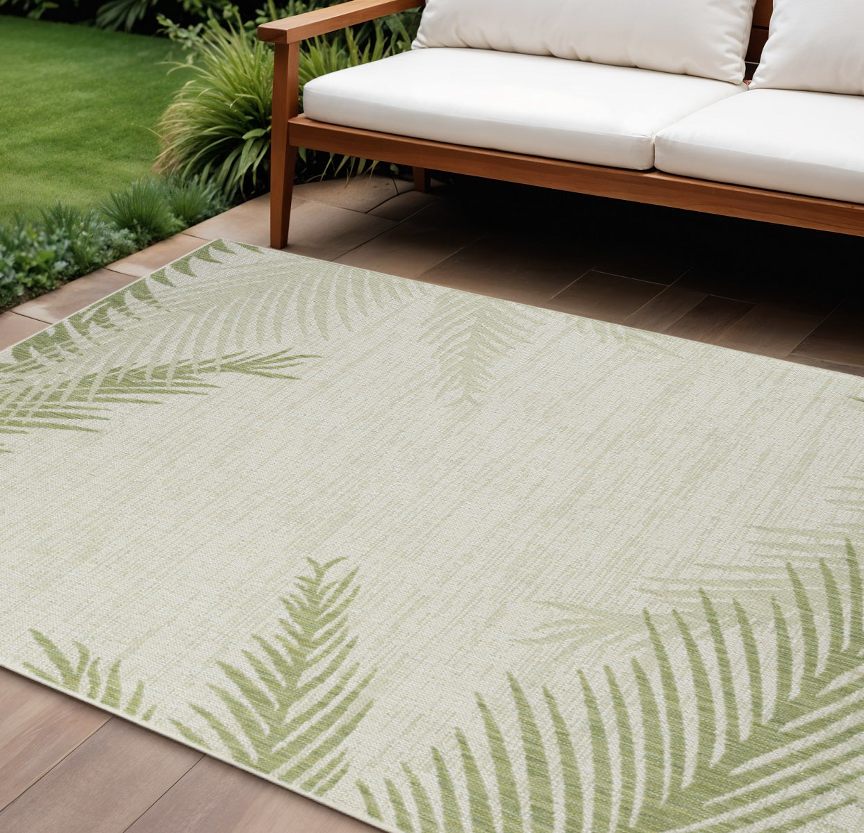 8' X 9' Beige Indoor Outdoor Area Rug-Outdoor Rugs-DECOROLALA
