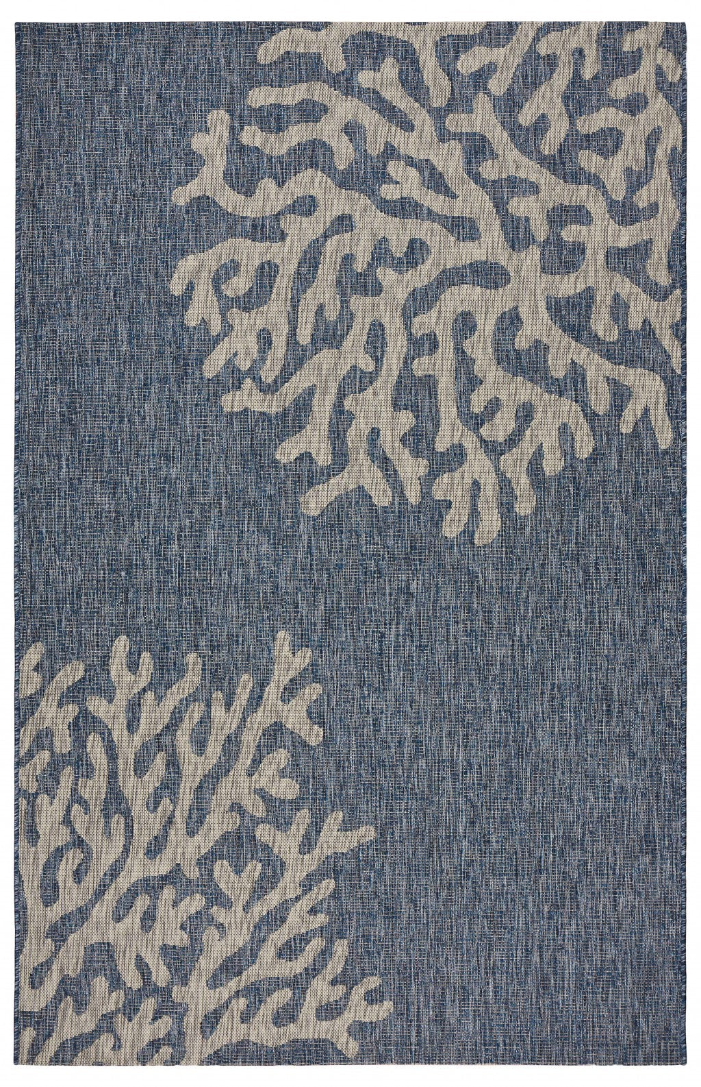 8' X 9' Blue And Gray Indoor Outdoor Area Rug-Outdoor Rugs-DECOROLALA