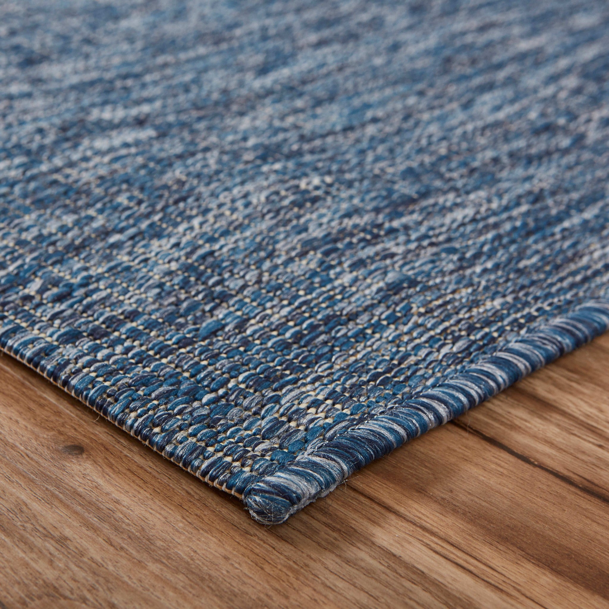 8' X 9' Blue And Gray Indoor Outdoor Area Rug-Outdoor Rugs-DECOROLALA