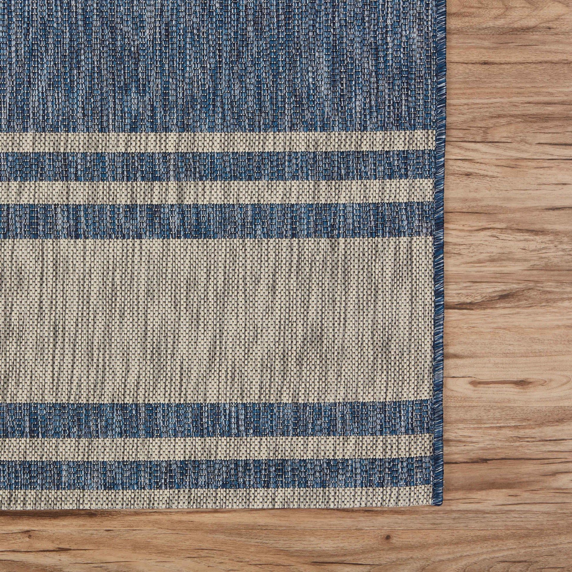 8' X 9' Blue And Gray Indoor Outdoor Area Rug-Outdoor Rugs-DECOROLALA