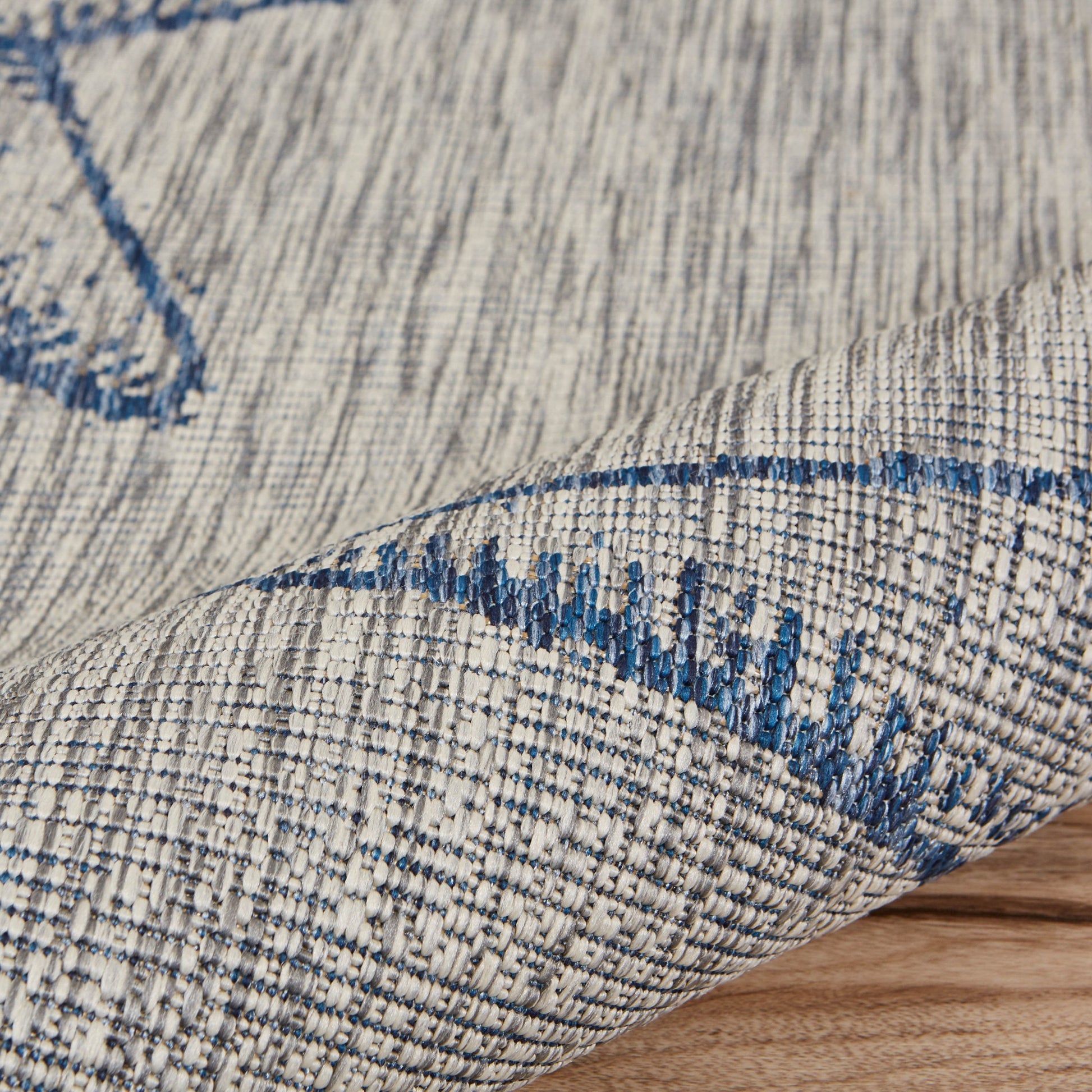 8' X 9' Blue And Gray Starfish Indoor Outdoor Area Rug-Outdoor Rugs-DECOROLALA