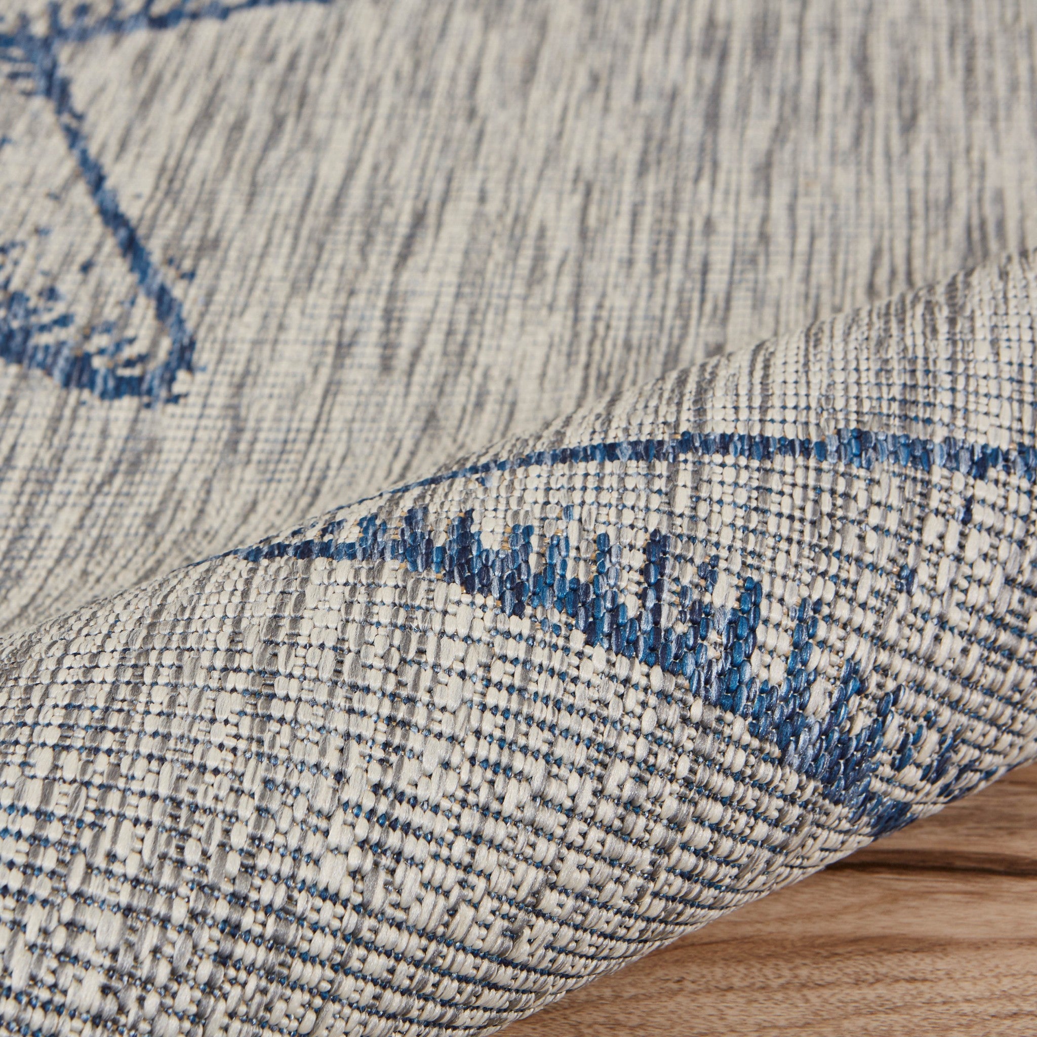 8' X 9' Blue And Gray Starfish Indoor Outdoor Area Rug-Outdoor Rugs-DECOROLALA