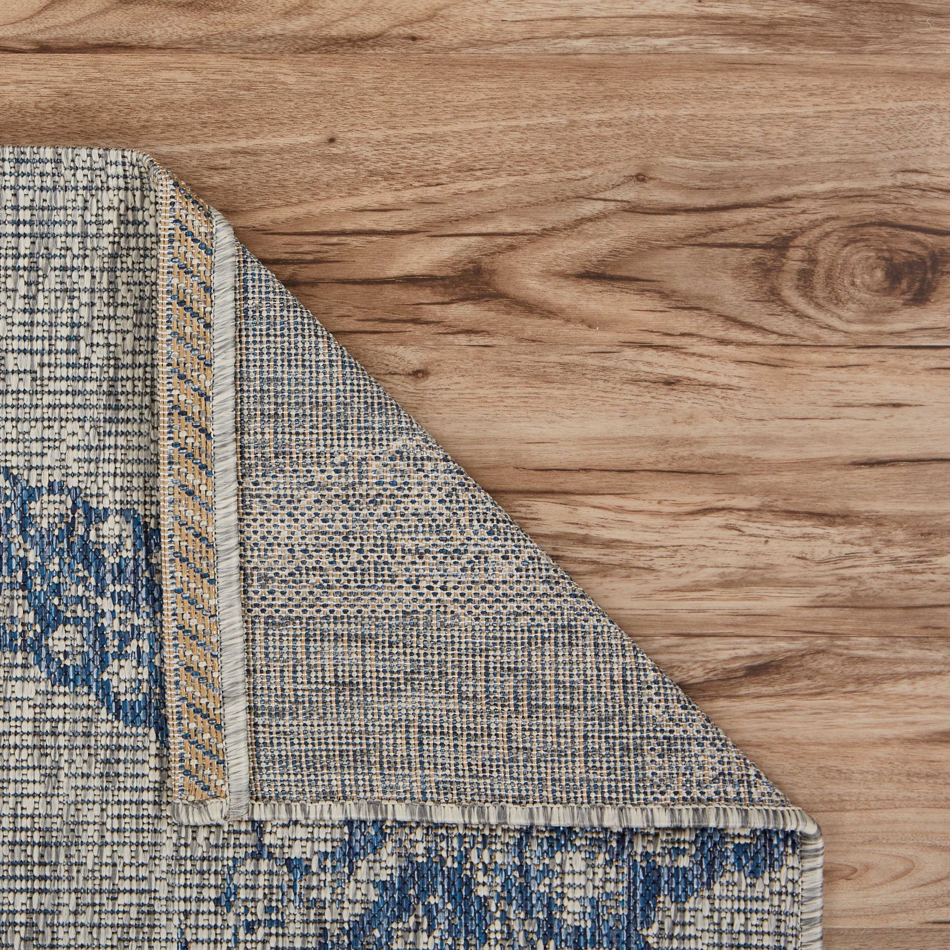 8' X 9' Blue And Gray Starfish Indoor Outdoor Area Rug-Outdoor Rugs-DECOROLALA