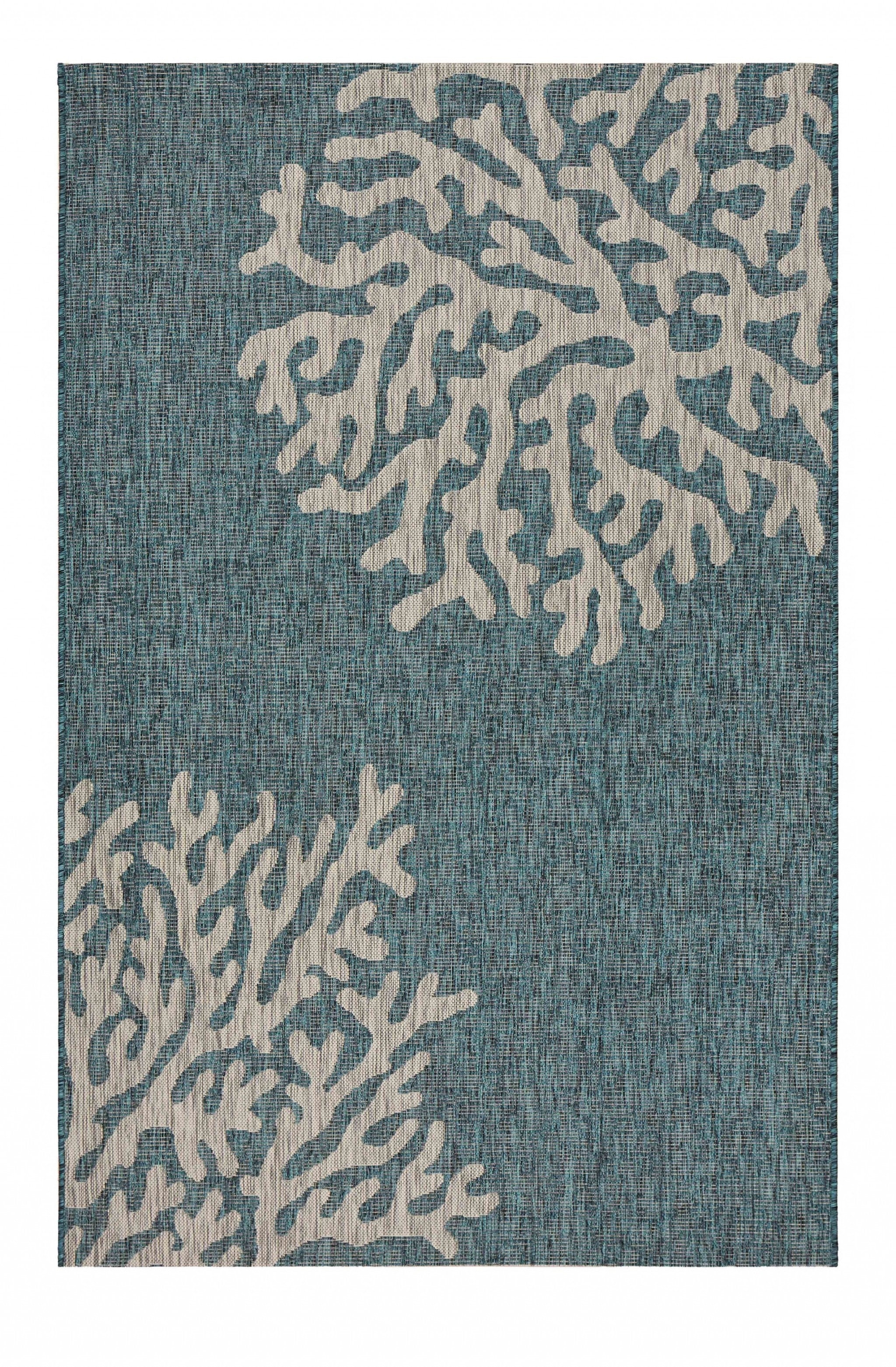 8' X 9' Blue Indoor Outdoor Area Rug-Outdoor Rugs-DECOROLALA