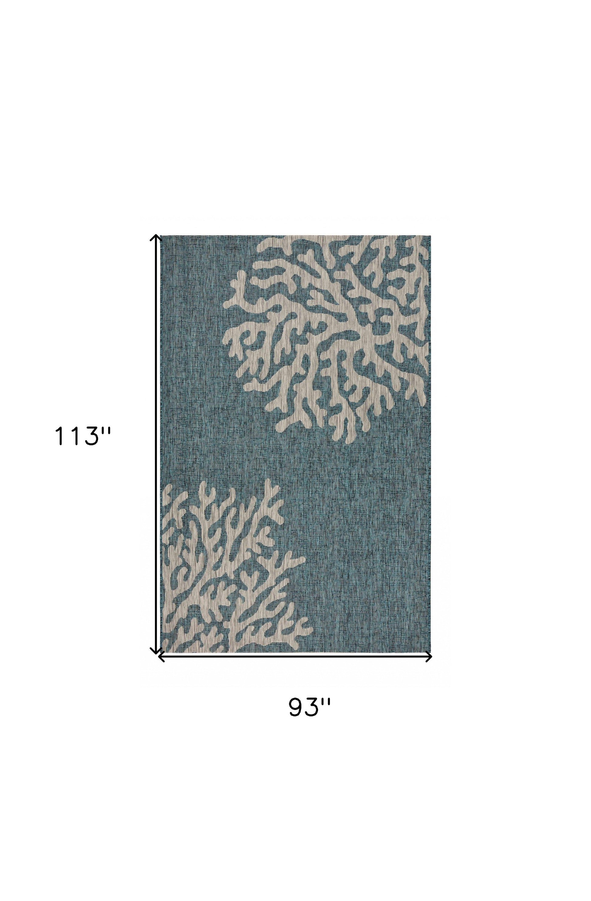 8' X 9' Blue Indoor Outdoor Area Rug-Outdoor Rugs-DECOROLALA
