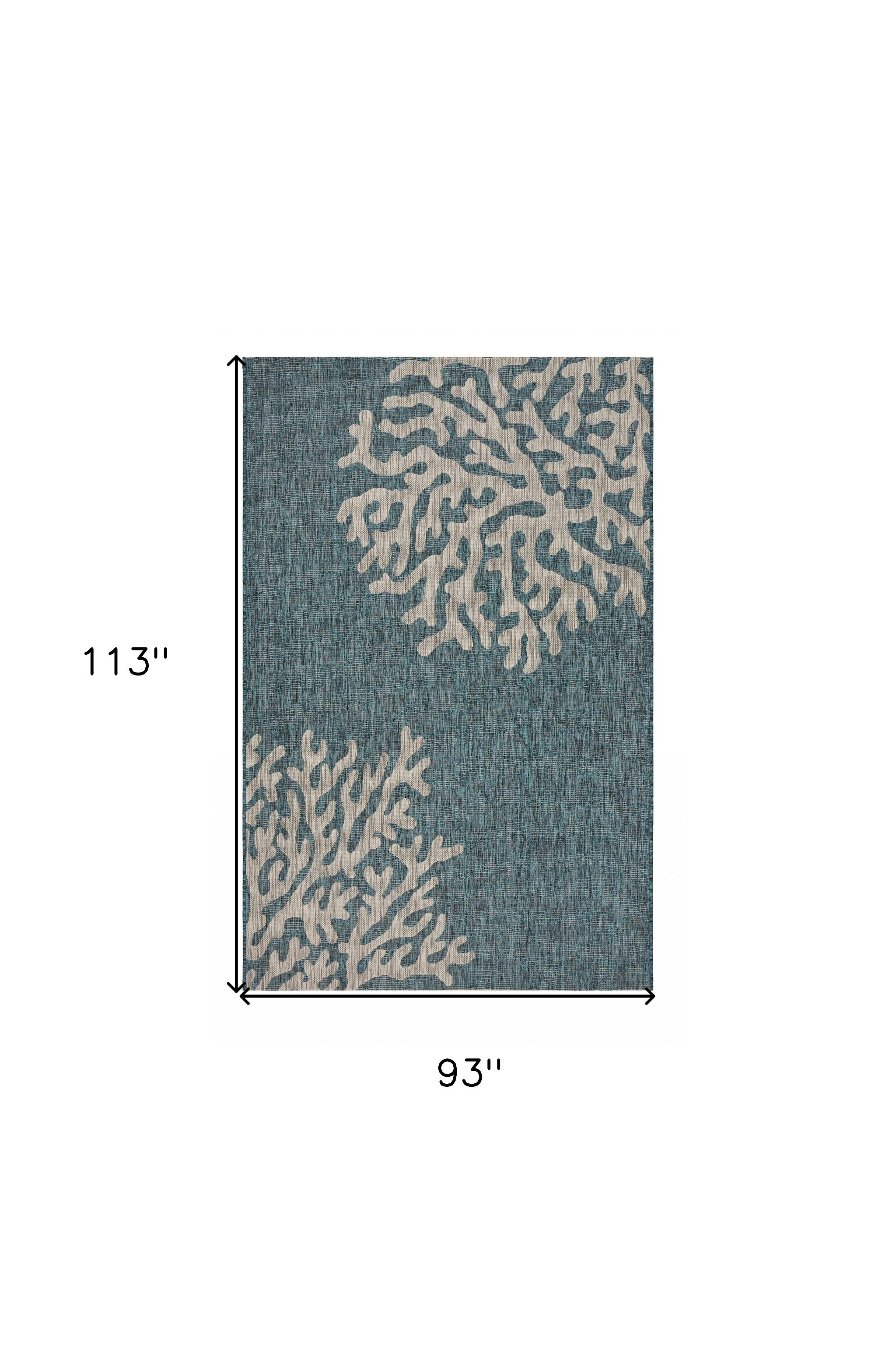8' X 9' Blue Indoor Outdoor Area Rug-Outdoor Rugs-DECOROLALA