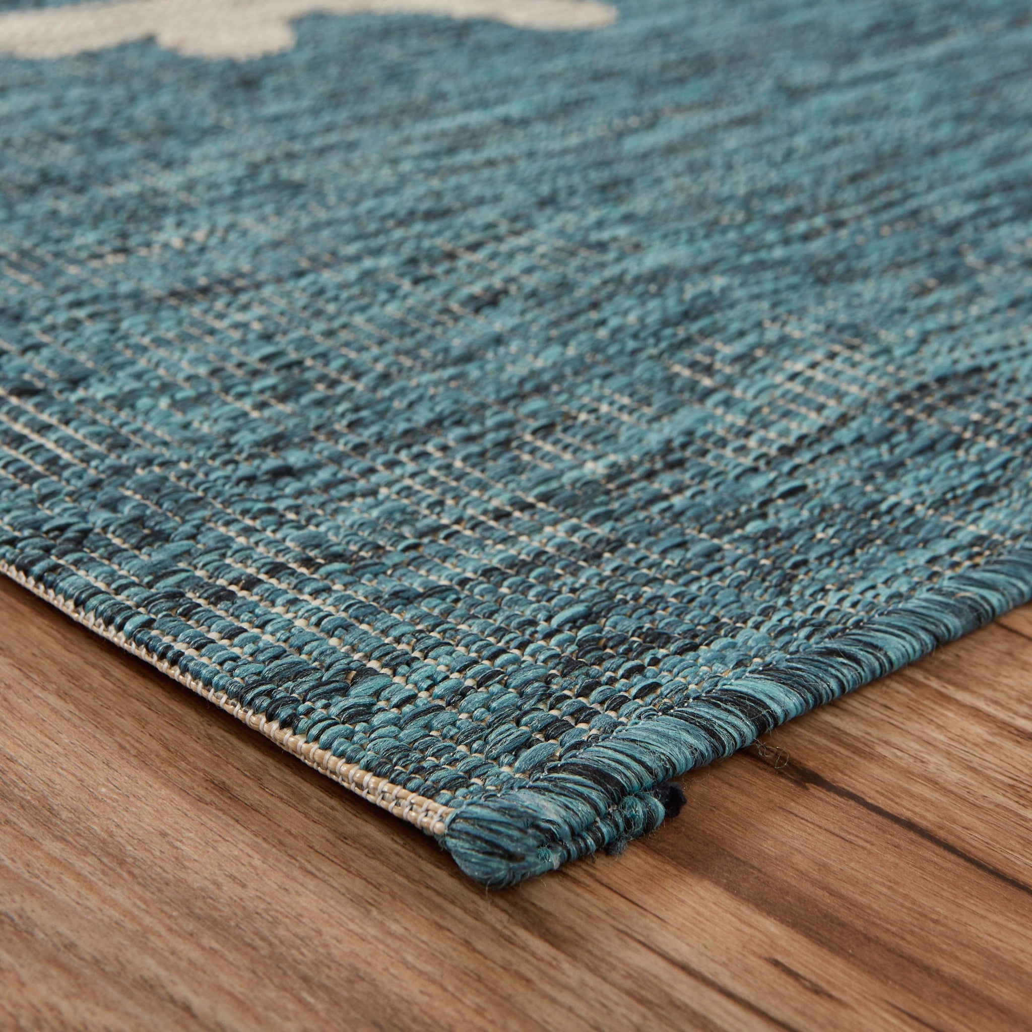 8' X 9' Blue Indoor Outdoor Area Rug-Outdoor Rugs-DECOROLALA