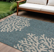 8' X 9' Blue Indoor Outdoor Area Rug-Outdoor Rugs-DECOROLALA