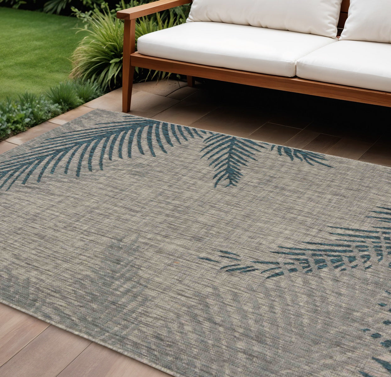 8' X 9' Gray Indoor Outdoor Area Rug-Outdoor Rugs-DECOROLALA