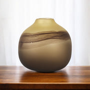 8" Yellow Abstract Cylinder Crystal Glass Table Vase-Vases-DECOROLALA