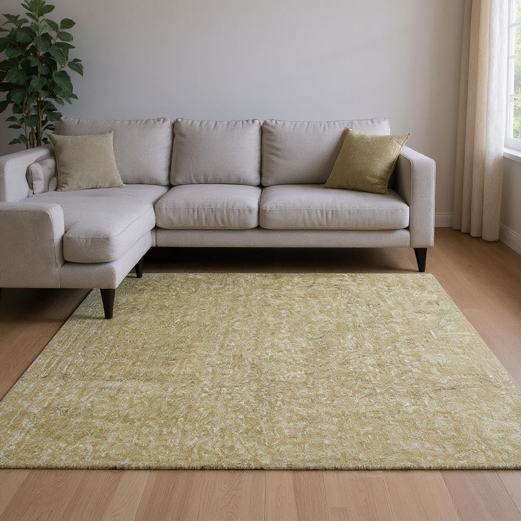 8' Yellow Hand Woven Round Rug-Area Rugs-DECOROLALA