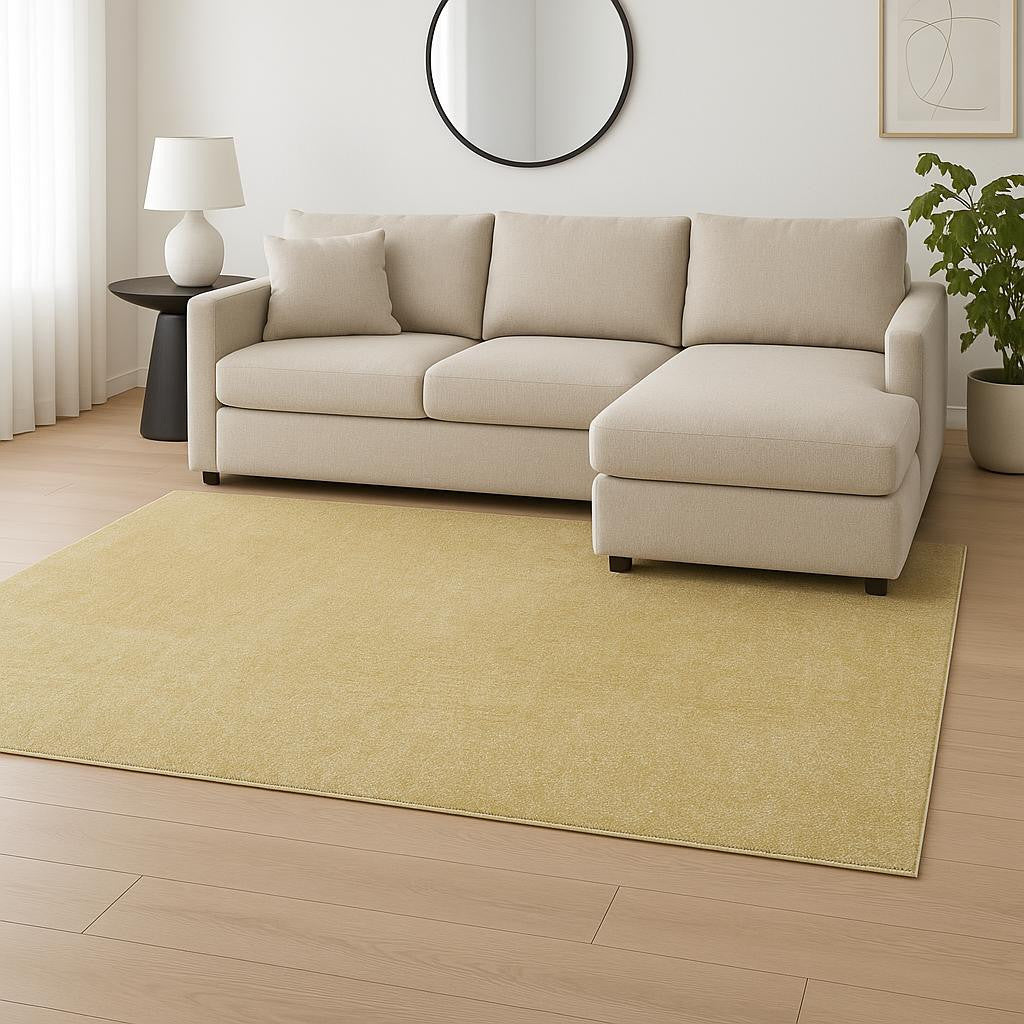 8' Yellow Hand Woven Round Rug-Area Rugs-DECOROLALA